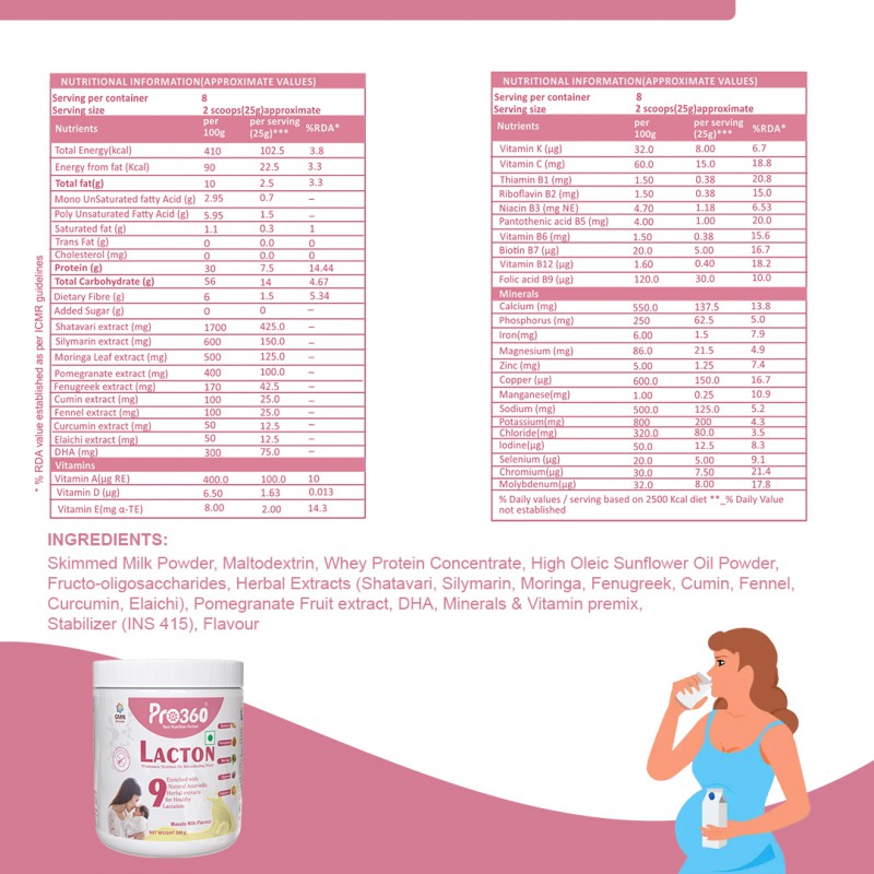 Pro360 Lacton Supplement Powder for Breastfeeding and Lactating Mothers